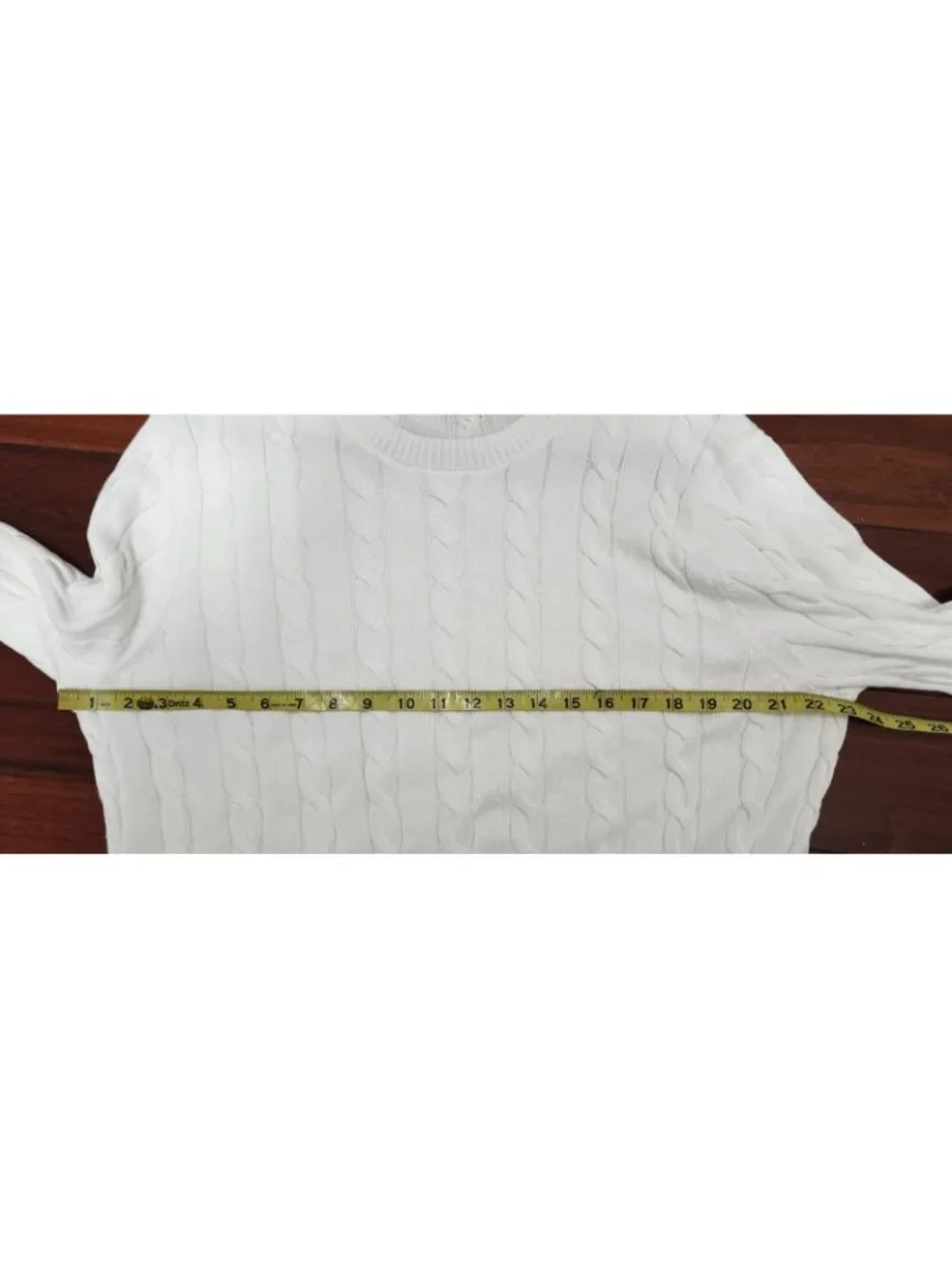 Brooks Brothers Men’s White 100% Cotton Cable Knit Crewneck Sweater Size L